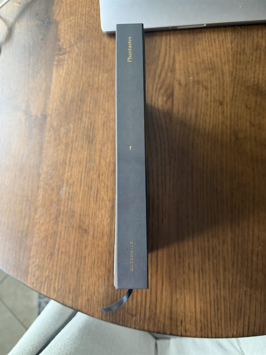 The spine, with the title and author stamped in gold
